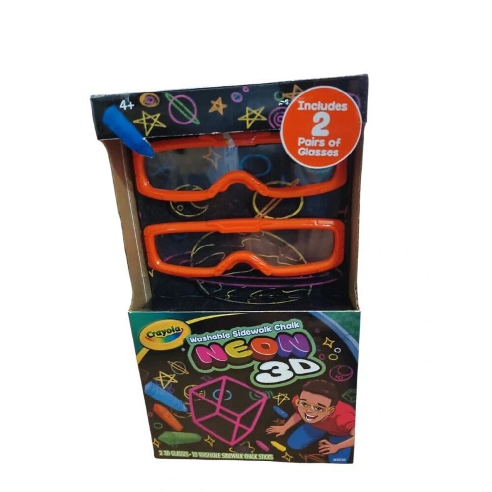 Crayola Washable Sidewalk Chalk, Neon 3D w Glasses